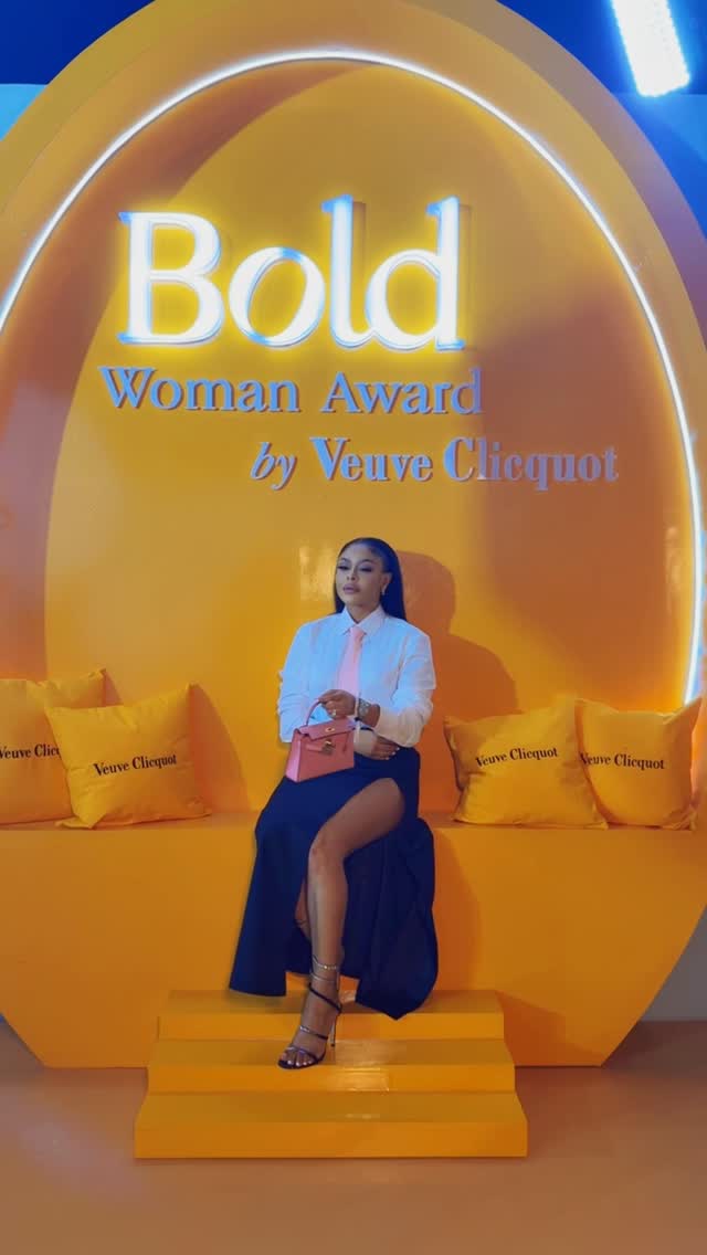 Instagram post by @ebeleudoh for Veuve Clicquot. Caption reads: Grateful to @veuveclicquot for honoring BOLD WOMEN....