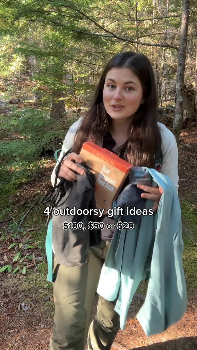 Instagram post by @madisonclysdalee for REI. Caption reads: 4 Outdoorsy Gift Ideas in Different Price Ranges....