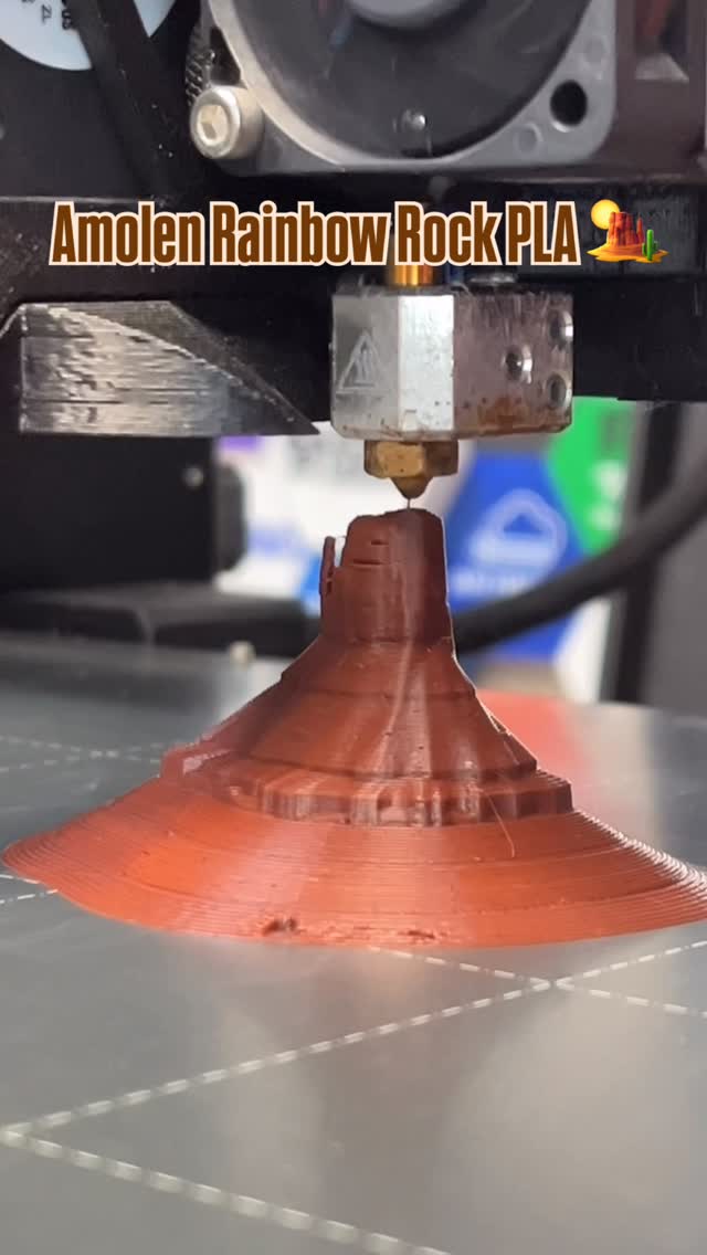 Instagram post by @miniworld3d for Amolen. Caption reads: 🏜️ @amolen3d Rainbow Rock PLA is perfect for many....