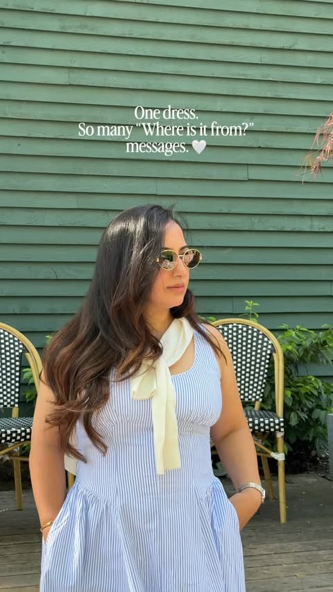 Instagram post by @ammy_gill07 for Abercrombie & Fitch. Caption reads: Turns out this dress had you all asking the same....