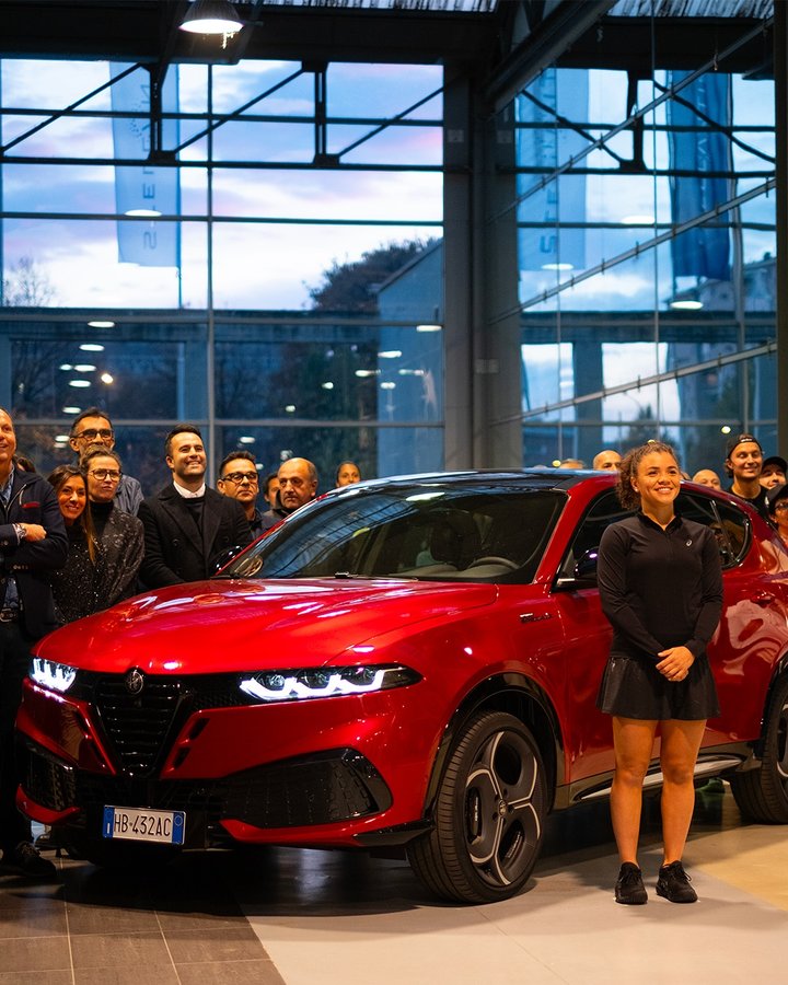 Instagram post by @jasmine_paolini for Alfa Romeo. Caption reads: I had a great day visiting the Alfa Romeo....