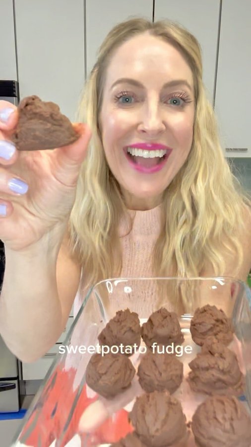 Instagram post by @djblatner for NC Sweetpotatoes. Caption reads: 2-Ingredient Sweetpotato Fudge! #ad This is a....