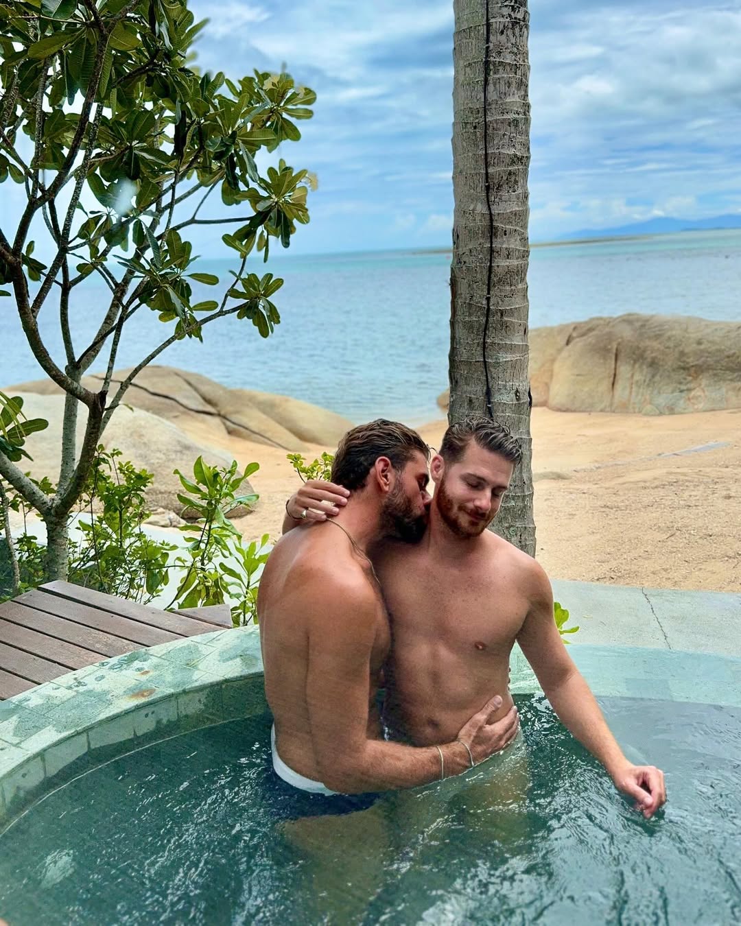 Instagram post by @valerio_natale for The Gay Passport. Caption reads: Opening the door and being directly on a paradise....