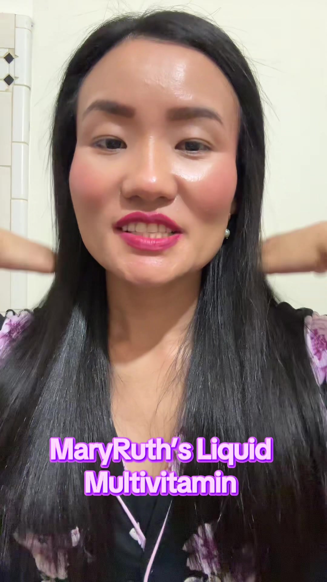 TikTok post by @geetagurung19 for MaryRuth Organics. Caption reads: MaryRuth’s Liquid Multivitamin + Hair Growth -....