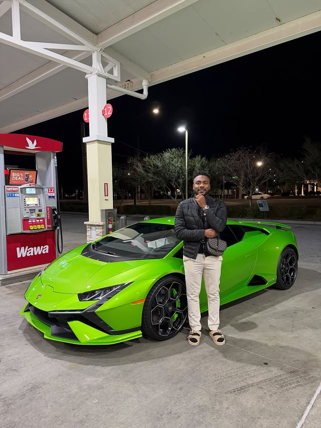 Instagram post by @chicobanes for Lamborghini. Caption reads: Thank God for it all. New Lamborghini I had to buy....