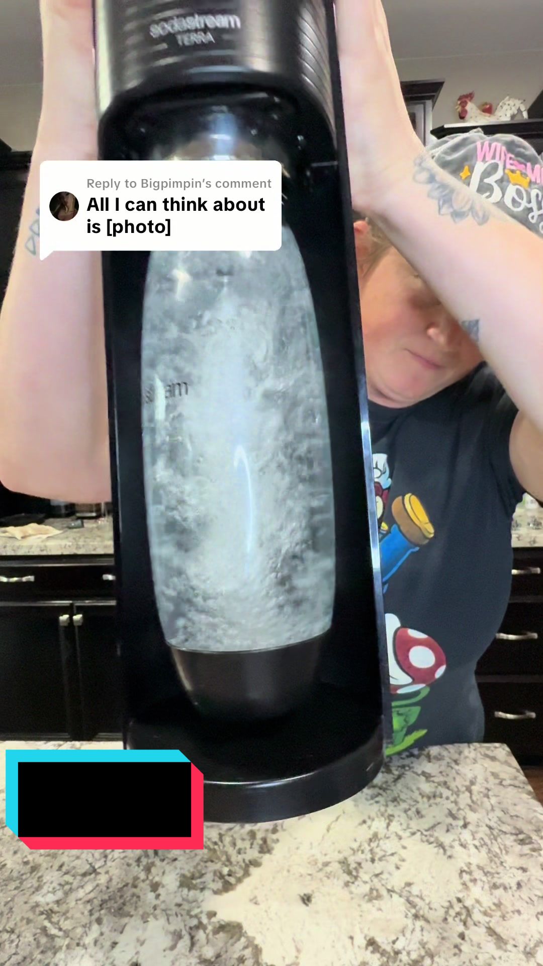 TikTok post by @samplesquad.sam for SodaStream. Caption reads: Replying to @Bigpimpin @SodaStreamUSA we....