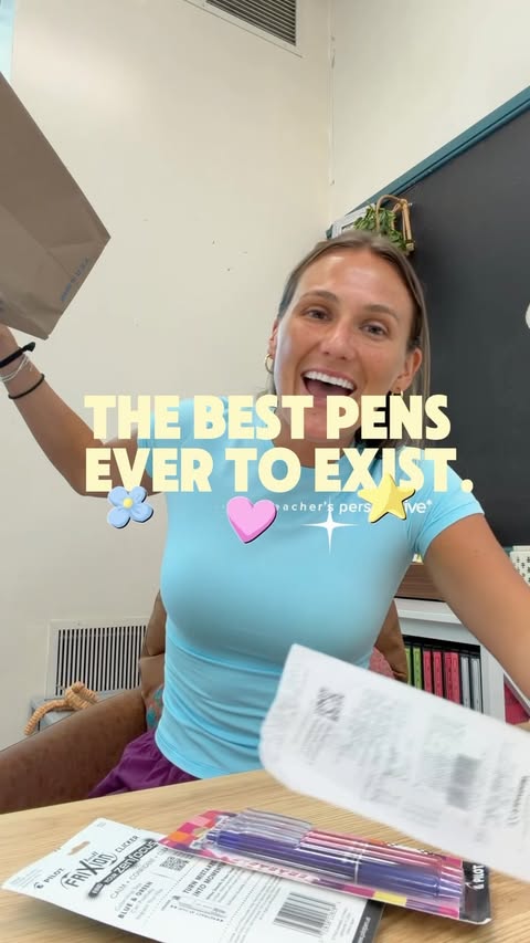 Instagram post by @ms.johnson.teaches for Pilot Corporation of America (Pilot Pen). Caption reads: this may be an #ad , but these pens are ACTUALLY....