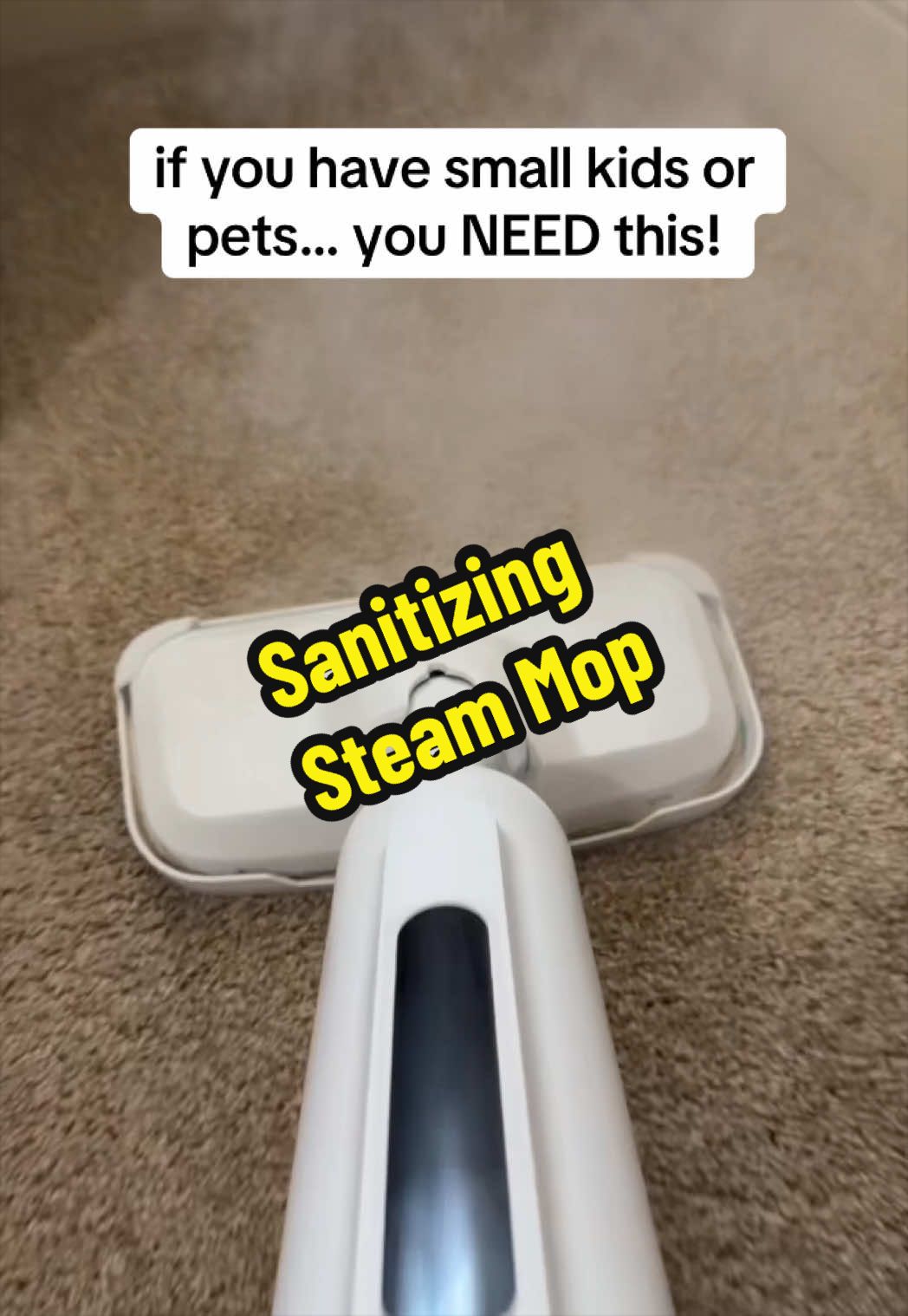 TikTok post by @ex0tic_divergent for Sweet Furniture. Caption reads: [...] steam mop and it sanitizes too🫡 @Sweet....