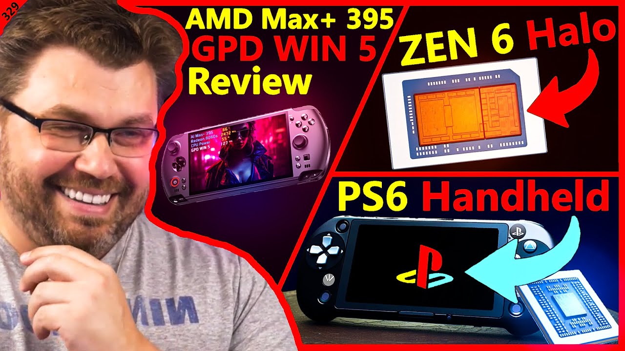 YouTube post by @MooresLawIsDead for ACEMAGIC. Caption reads: AMD Zen 6 Medusa, Strix Halo GPD WIN 5, PS6....