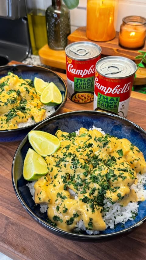 Instagram post by @cookwithauds for Campbell's. Caption reads: #CampbellsPartner this simple two step Thai [...].