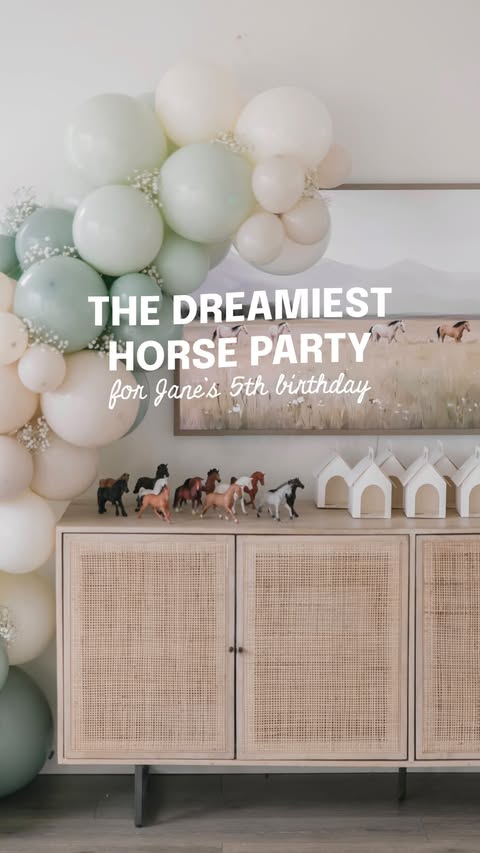 Instagram post by @sarahjanele for Evite. Caption reads: [...] dreamy horse birthday party to life with....