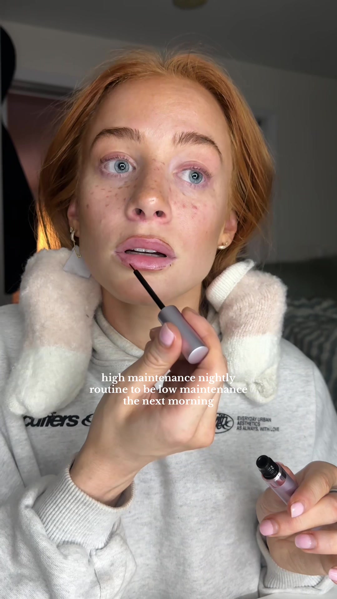 TikTok post by @achendricks for Grande Cosmetics. Caption reads: [...] & in a good mood @Loving Tan @Kérastase....