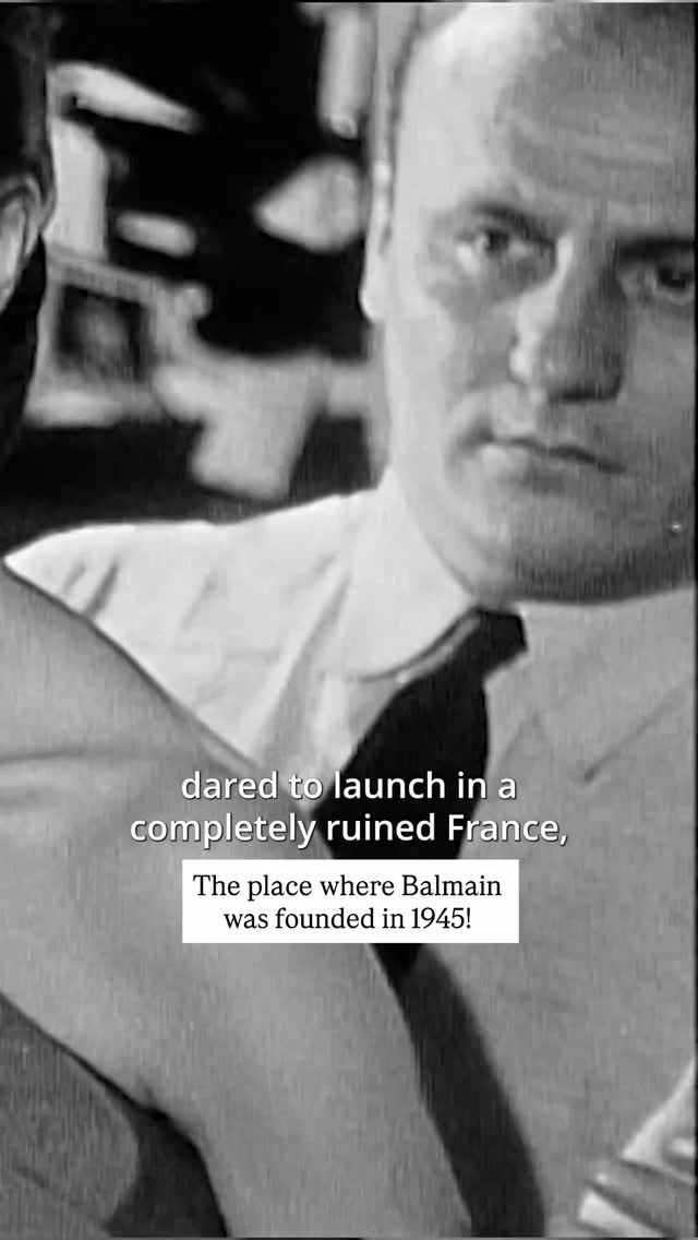 Instagram post by @loicprigent for Balmain. Caption reads: [...] couture house in september 1945! Pierre....