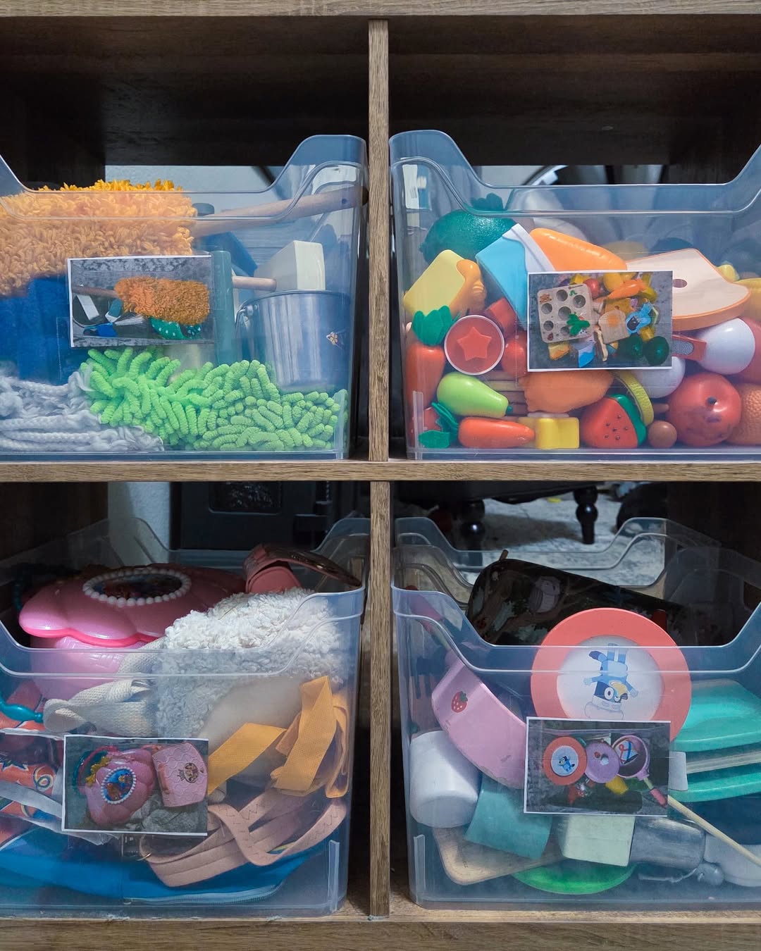Instagram post by @alexisamomdotcom for Sterilite Corporation. Caption reads: Organized Toys 🪀 #sponsored
•
These....