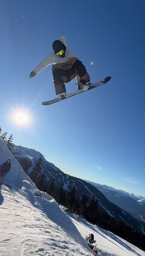 Instagram post by @geoffbrownsnow for Epic Pass. Caption reads: [...] for the playground. @whistlerblackcomb....