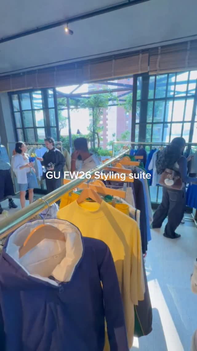 Instagram post by @valentinoxdior for GU. Caption reads: New @gu_usa_official FW26 pickups that are already....