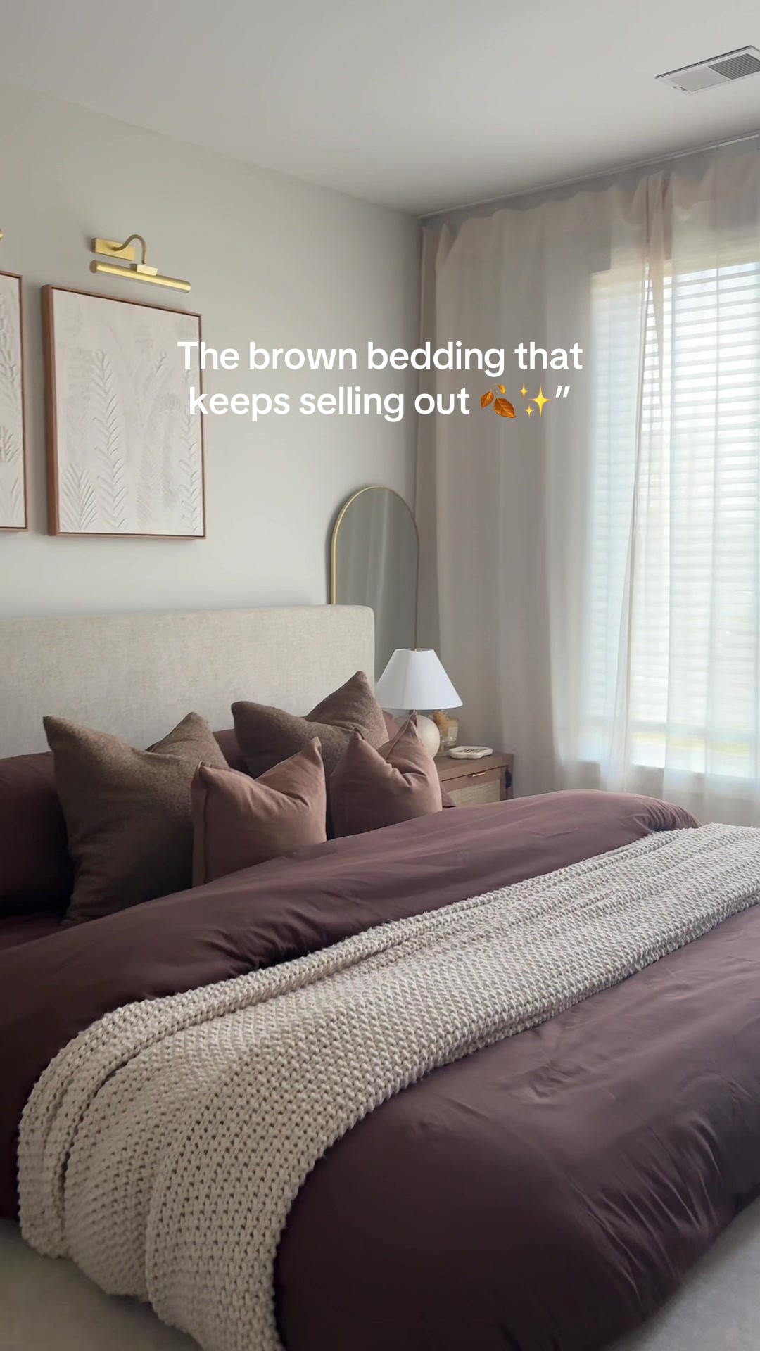 TikTok post by @selenasincerely for Mellanni. Caption reads: [...] 🕊️ #selenasincerely #bedroominspo....