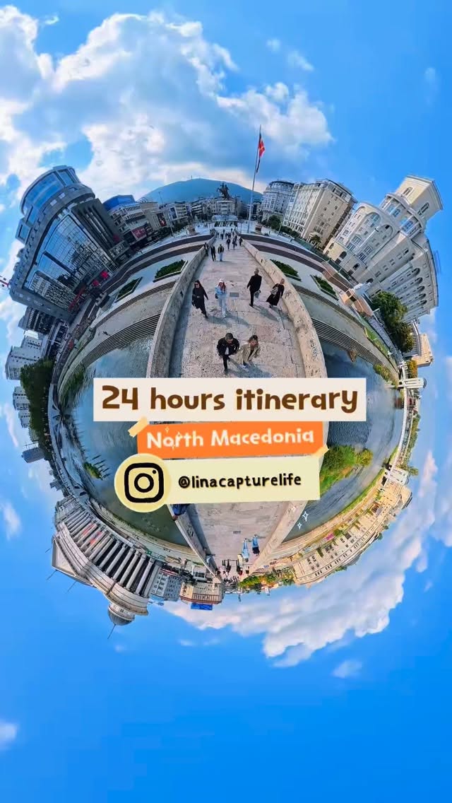 Instagram post by @linacapturelife for Viator. Caption reads: Ever been to Skopje, North Macedonia 🇲🇰?....