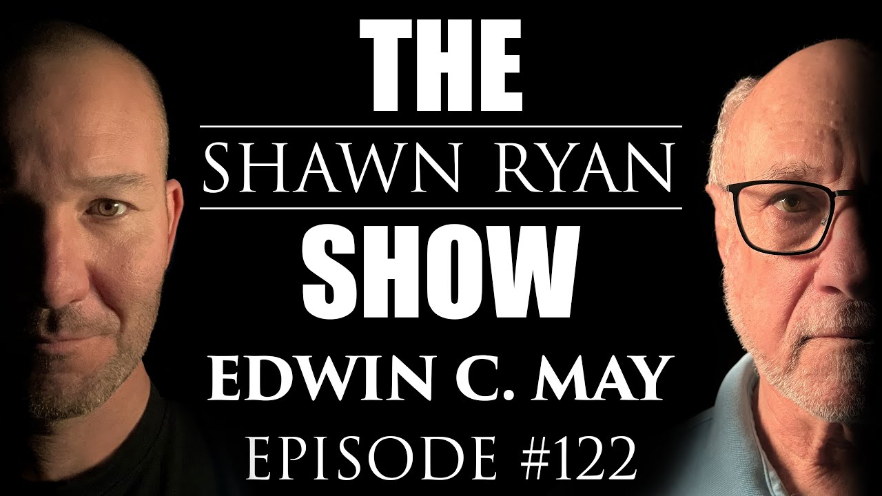 YouTube post by @ShawnRyanShow for Laird Superfood. Caption reads: Edwin C. May - Psychics in Space, Dream Telepathy....