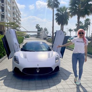 Instagram post by @supercarblondie for PUBG MOBILE. Caption reads: Check out the PUBG MOBILE X Maserati collab in....