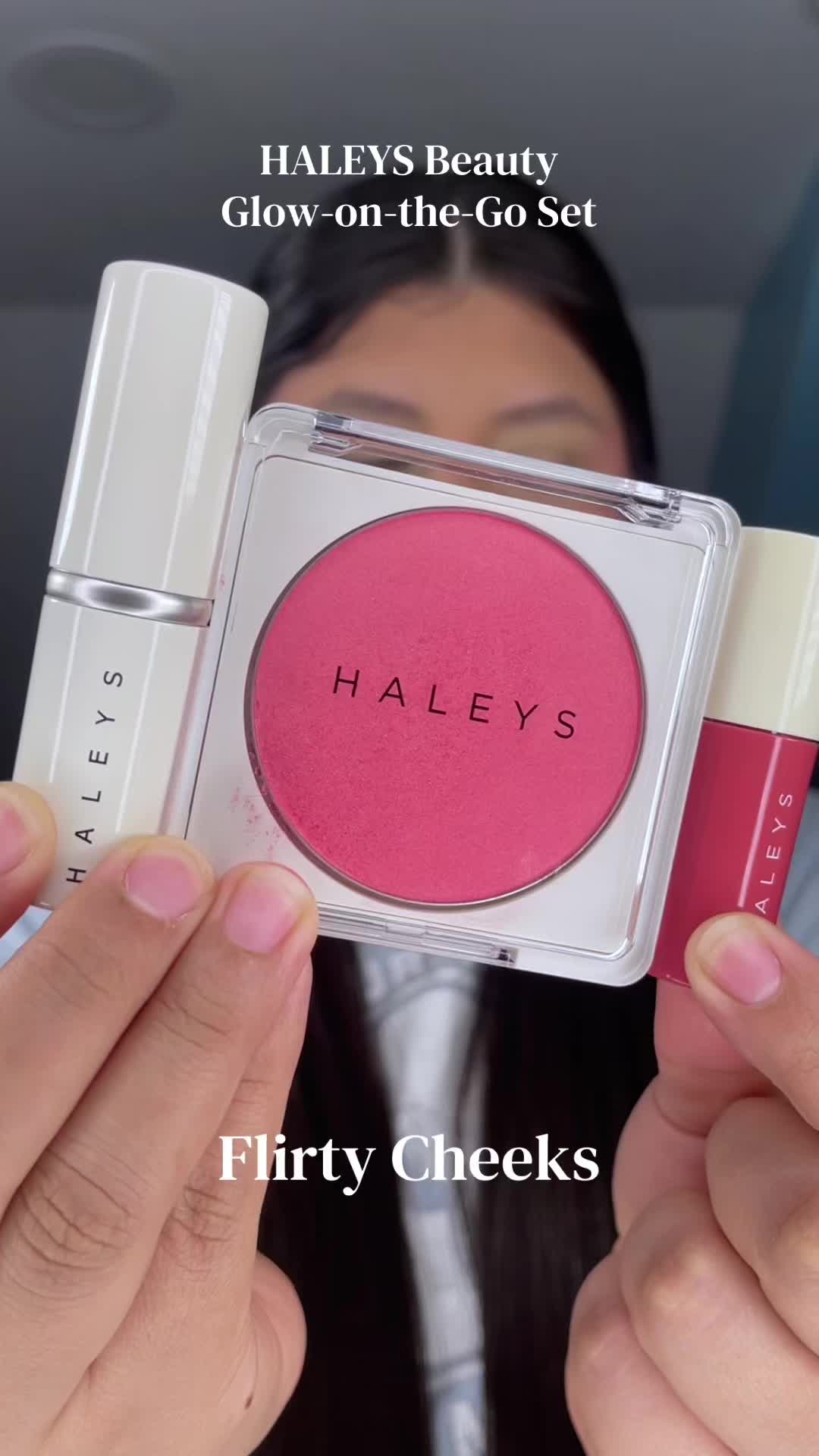 TikTok post by @marisolxmuaa for HALEYS. Caption reads: ✨ HALEYS Glow-on-the-Go set ✨ @HALEYS Beauty [...].