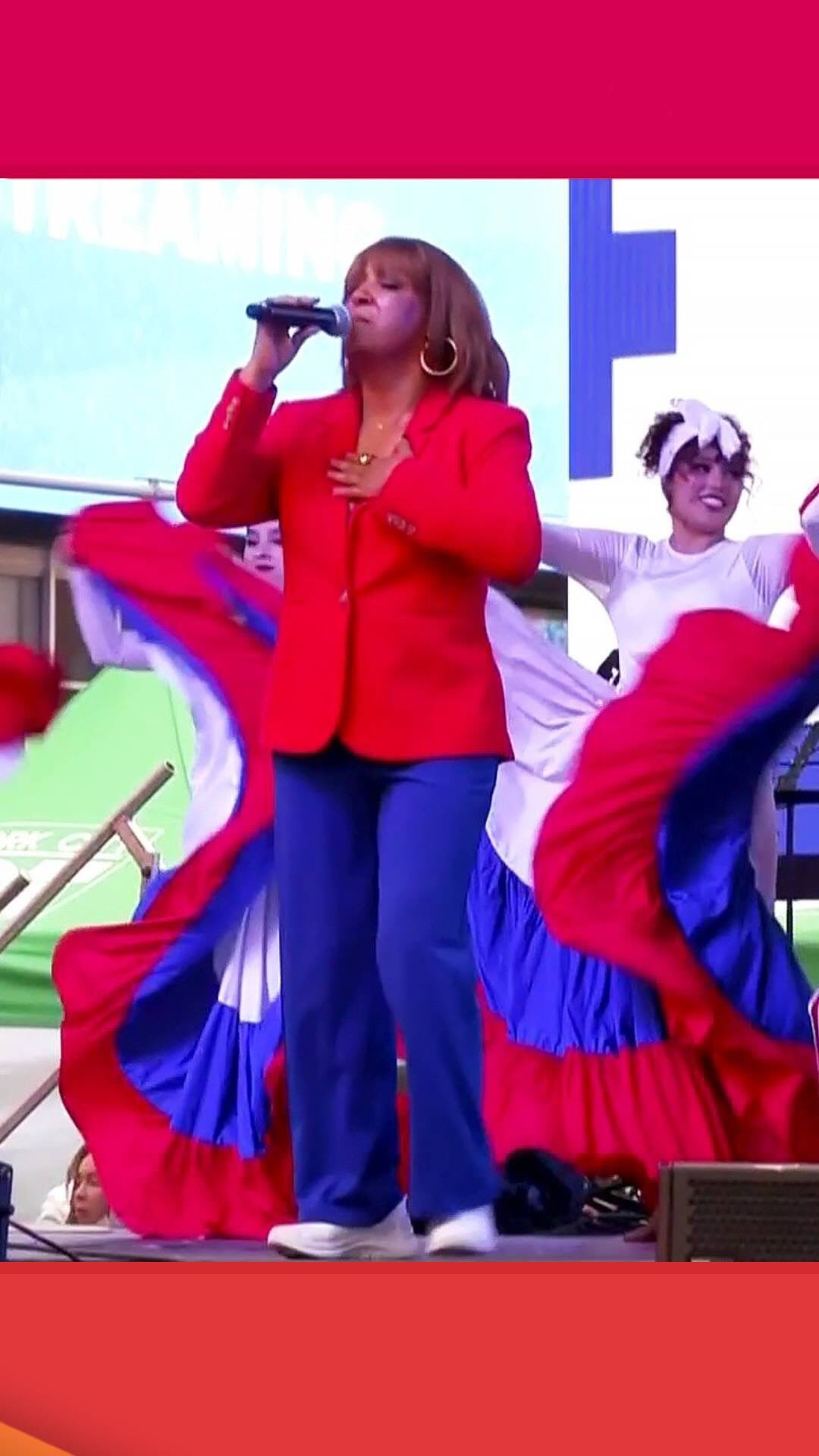 Instagram post by @angelvillagomeztv for Telemundo. Caption reads: 🙌🏼❤️‍🔥 #MillyQuezada, #MannyCruz y #JoeVeras....