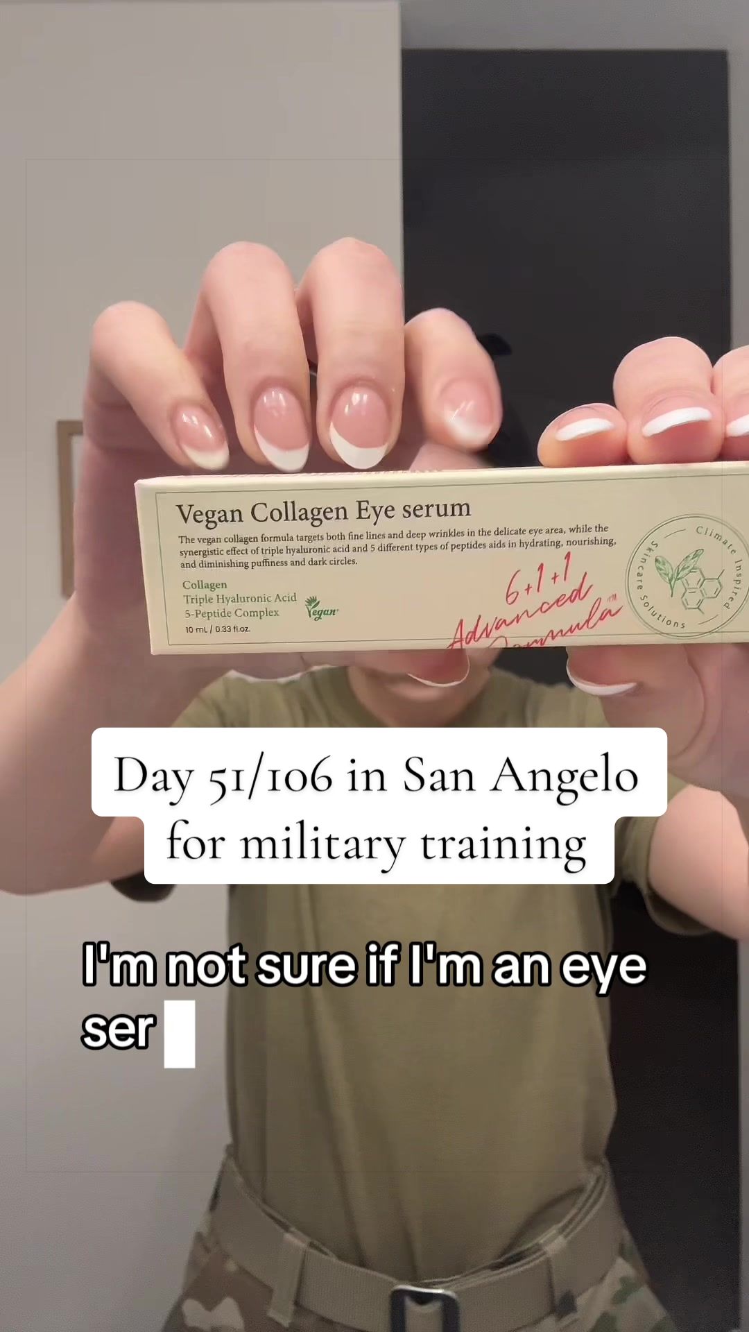 TikTok post by @ewashburn for Boka. Caption reads: #military #sanangelotx #grwm #diml #vlog @Boka....