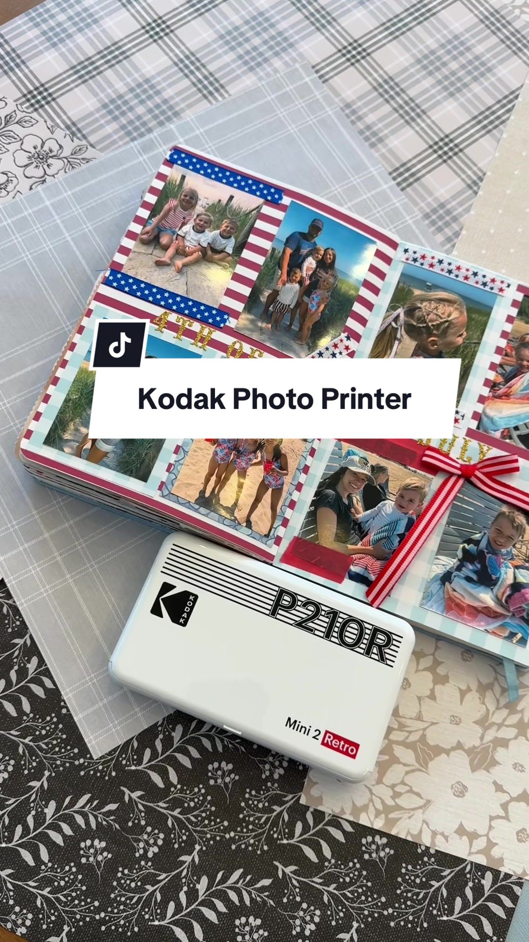 TikTok post by @kateandbabes for Kodak Photo Printer. Caption reads: [...] 😍 #kodakmini2retro #kodakphotoprinter....