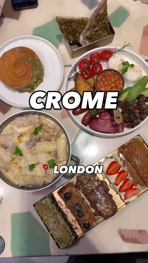 Instagram post by @mga.eats for Crome London. Caption reads: 💌 | Crome - London Fully halal Crome has been on....