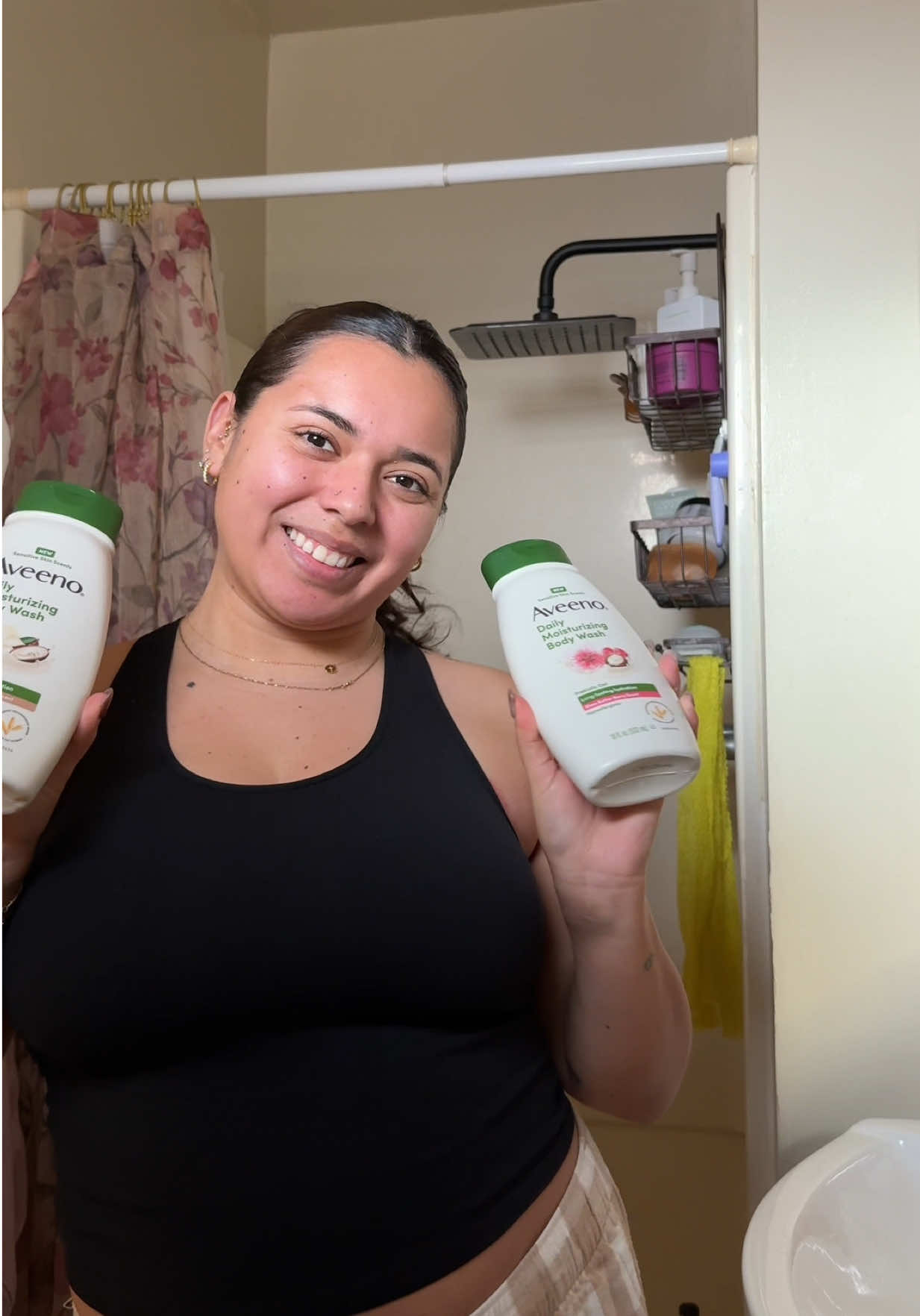 TikTok post by @iamdominicfranco for Aveeno. Caption reads: #AD Senstive skin + @Aveeno = match made 😍🧼🫧....