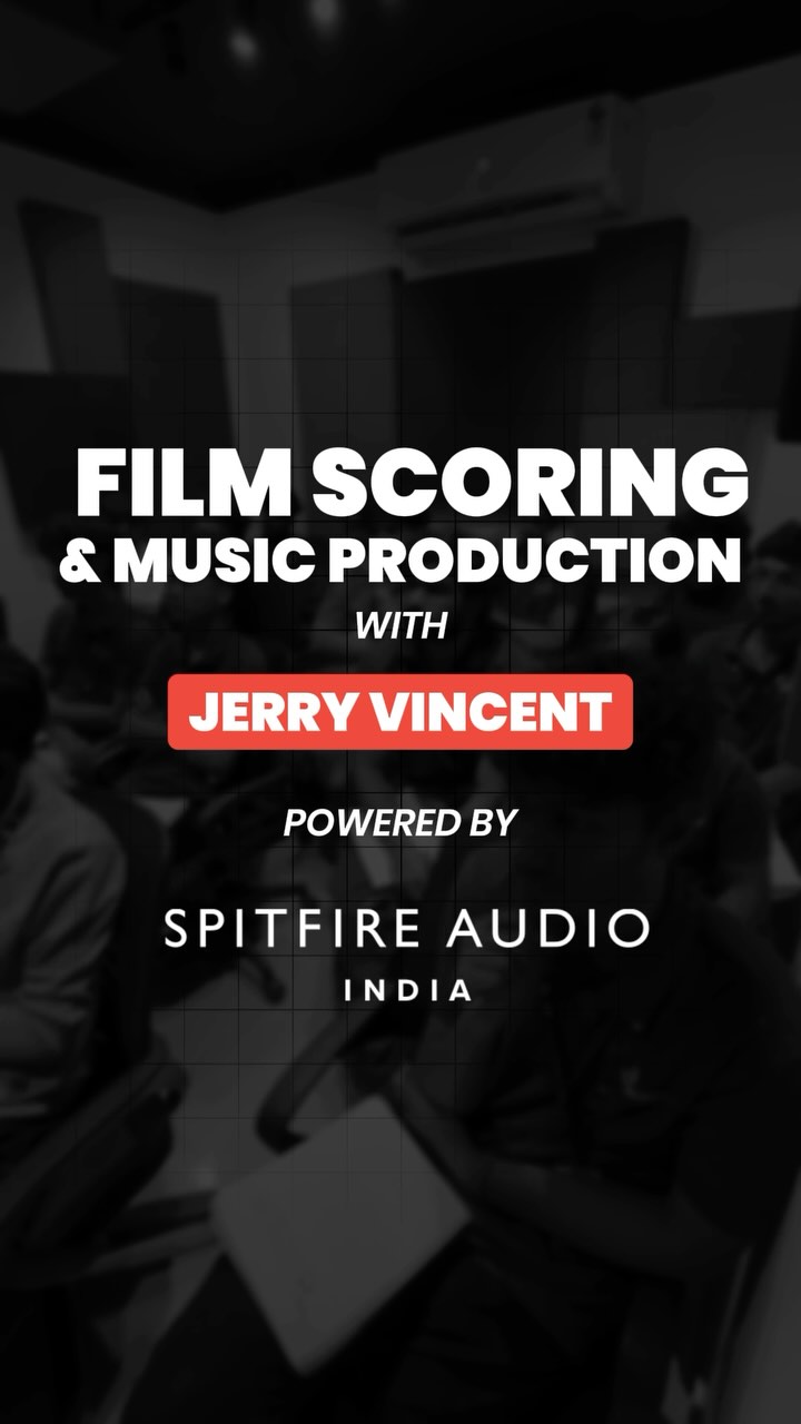 Instagram post by @jerrysvincent for Spitfire Audio. Caption reads: [...] every note. From hands-on tips using....