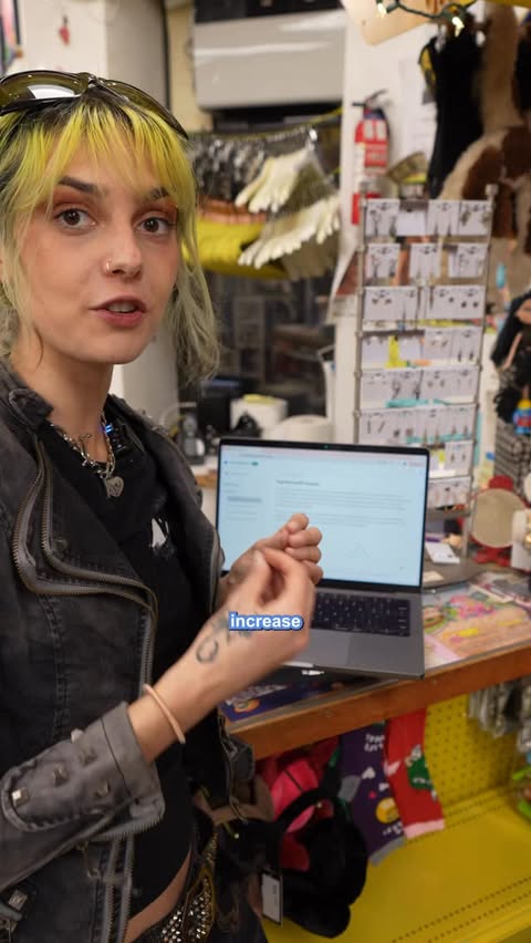 Instagram post by @emmarogue for Intuit QuickBooks. Caption reads: #ad with 3 vintage stores in New York City, things....