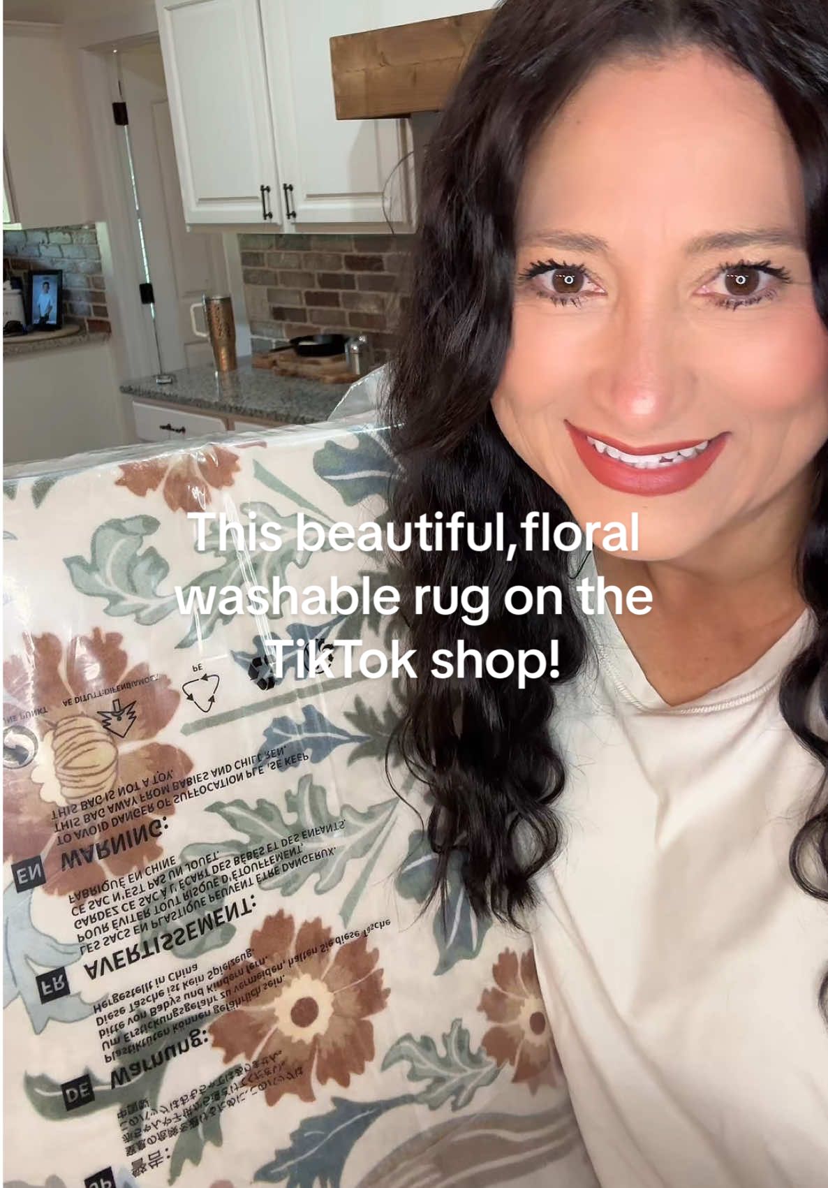 TikTok post by @krystenapoimboeuf for LA Home Decor. Caption reads: My third Tik Tok Shop rug! So soft and easy to....