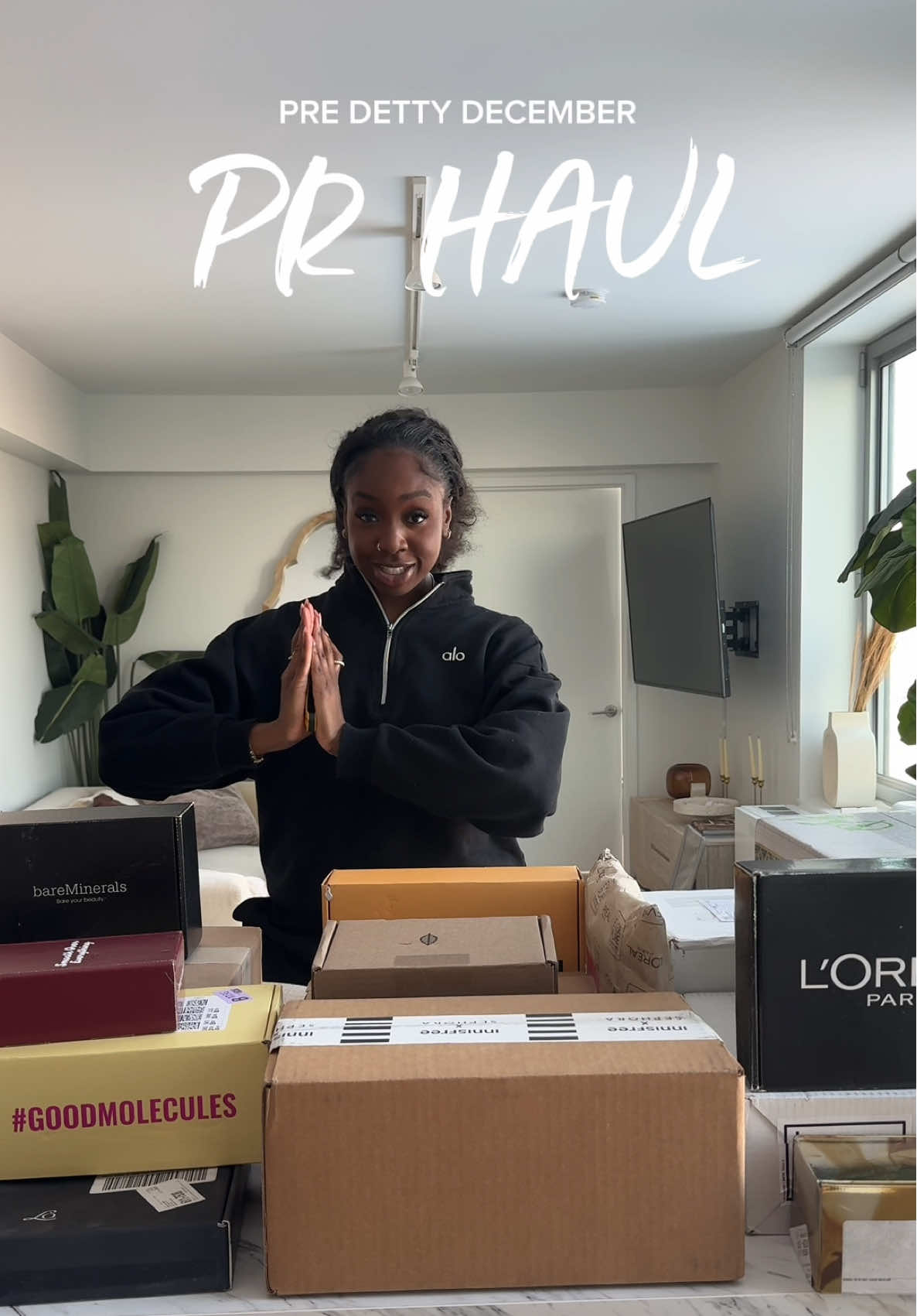 TikTok post by @naechenina for Good Molecules. Caption reads: shopping in my PR instead of at sephora pre detty....