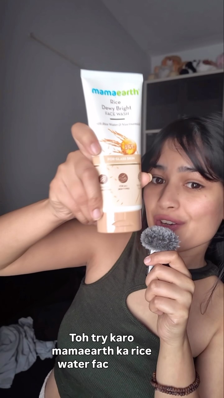 Instagram post by @khushimaheshwari__ for Mamaearth. Caption reads: #Ad If you want skin like Koreans use rice water....