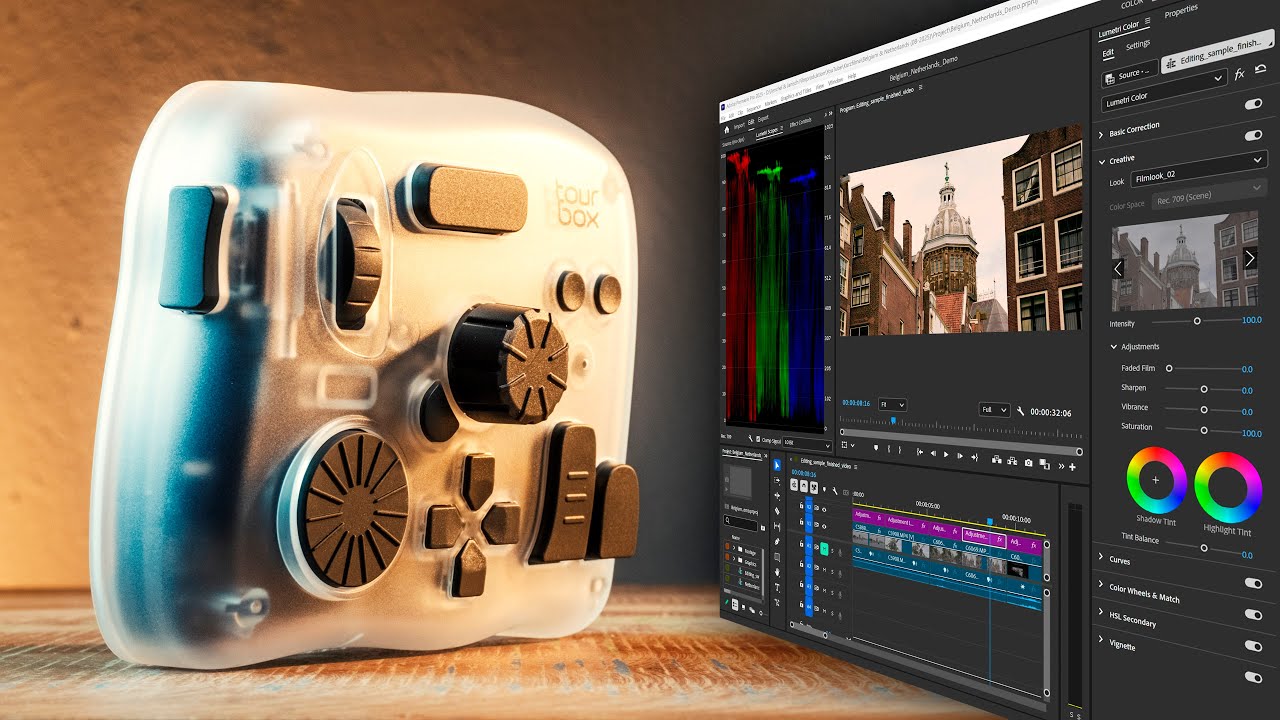 YouTube post by @FenchelJanisch2 for Flickr. Caption reads: TourBox Elite Plus: Editing controller to improve....