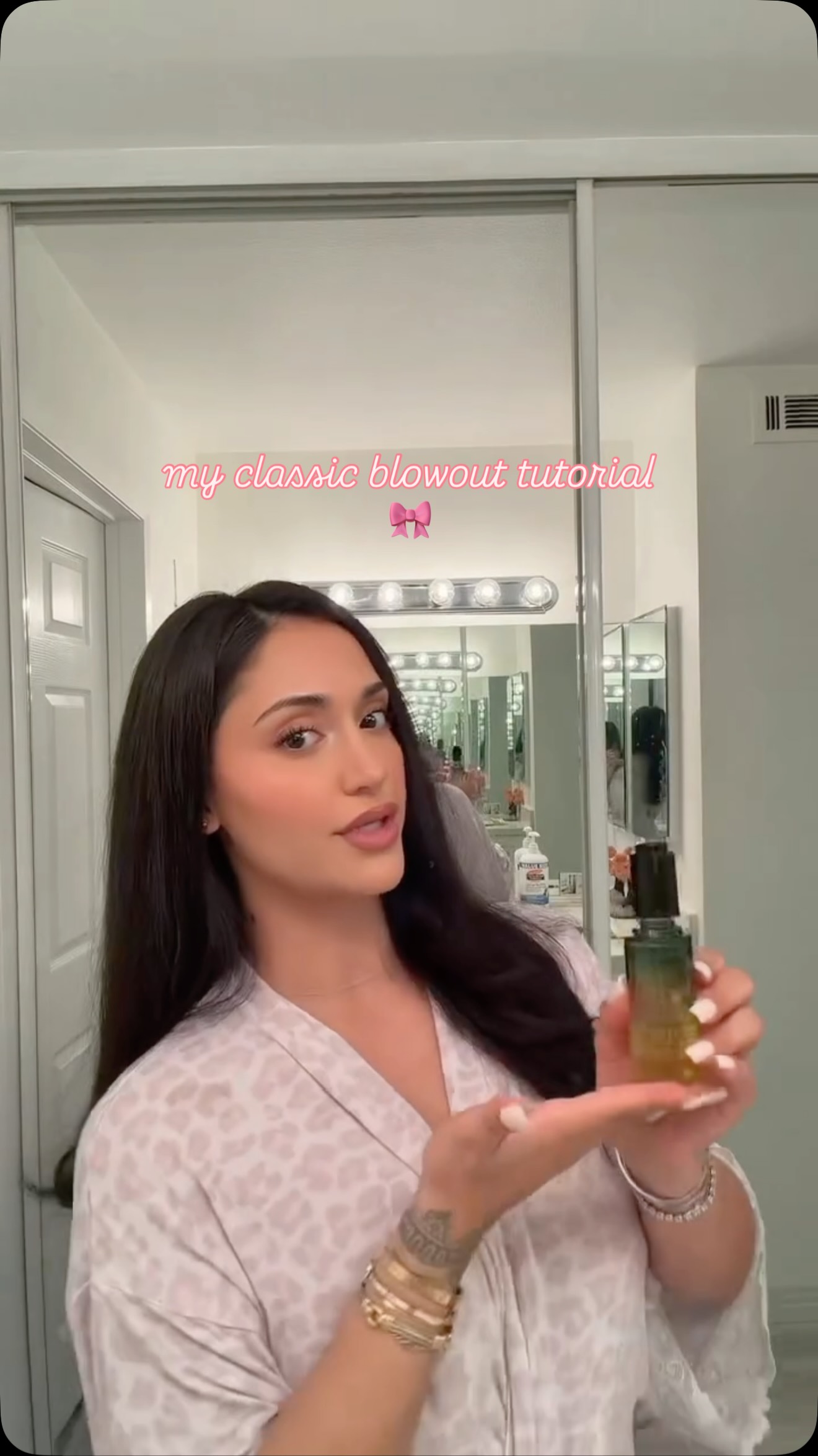 Instagram post by @leahkateb for Aveda. Caption reads: Since you guys ALWAYS ask...here’s how I do my....