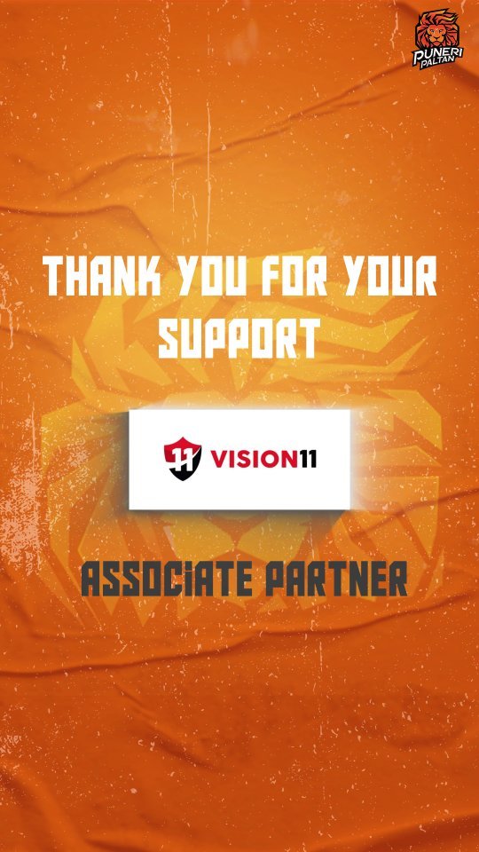 Instagram post by @puneripaltanofficial for Vision11. Caption reads: Vision 11 delivered support with their constant....