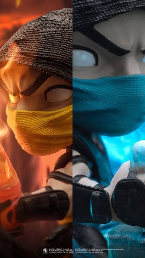 Instagram post by @mkarcadekollection for Iron Studios. Caption reads: [...] for #KombatDeals!🔥❄️👊🩸 via @IronStudios:....