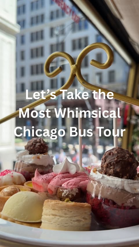 Instagram post by @becky.in.chicago for Tea Around Town. Caption reads: [...] bus tour, but make it whimsical! The....