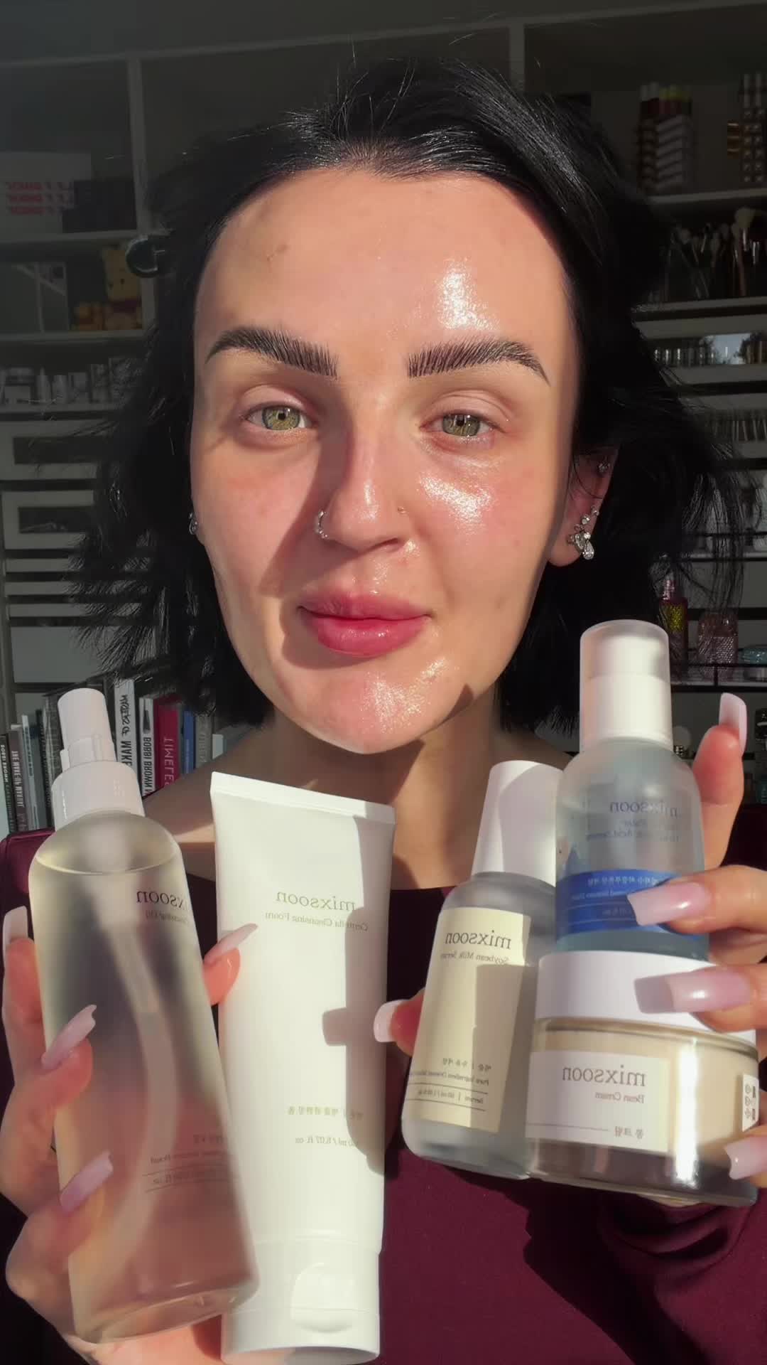 TikTok post by @mikaylanogueira for mixsoon. Caption reads: This bundle is OVER $100 OFF! MY SKIN DRINKS THIS....