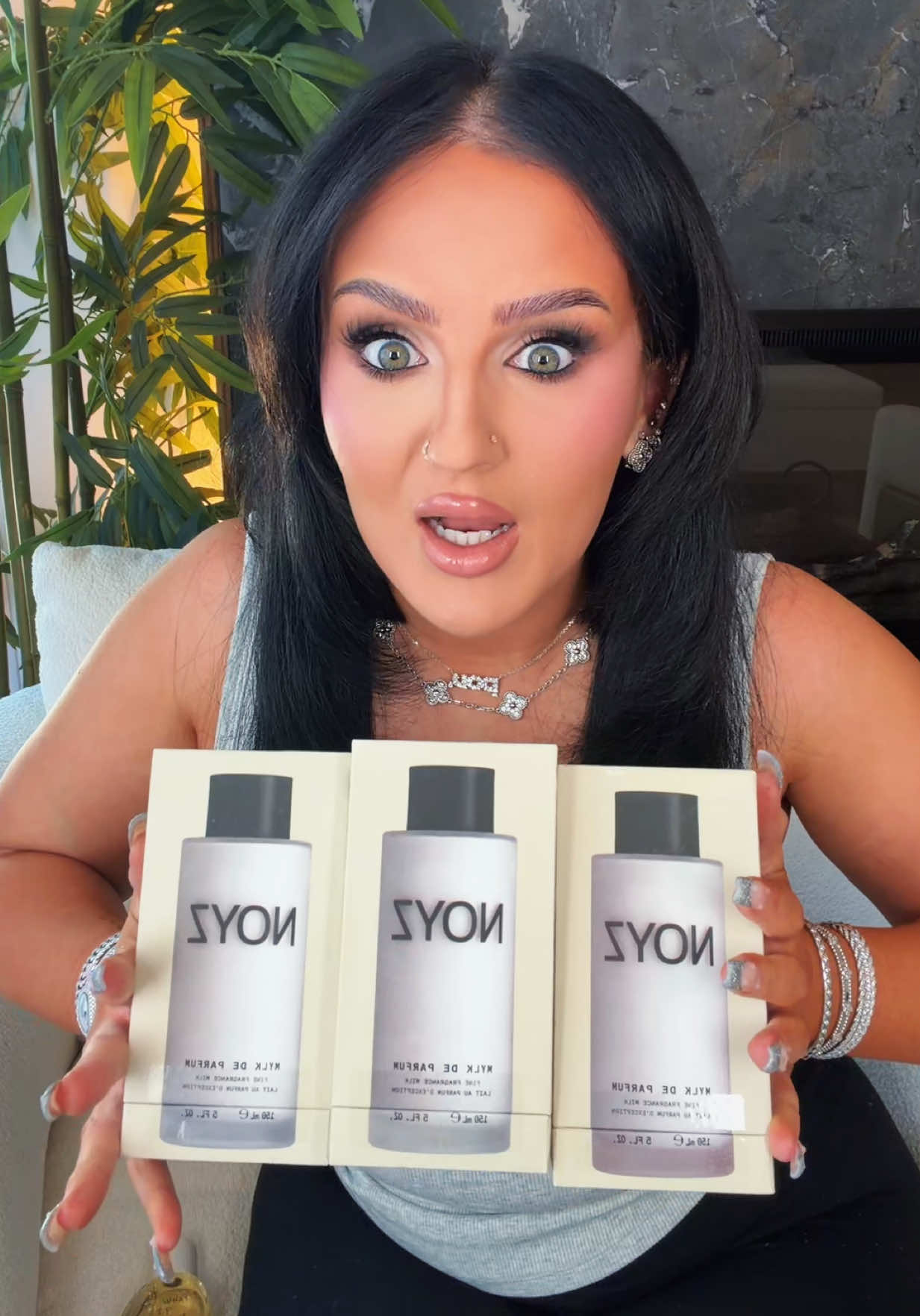 TikTok post by @mikaylanogueira for NOYZ. Caption reads: [...] now to get their new Mylk de Parfum!....