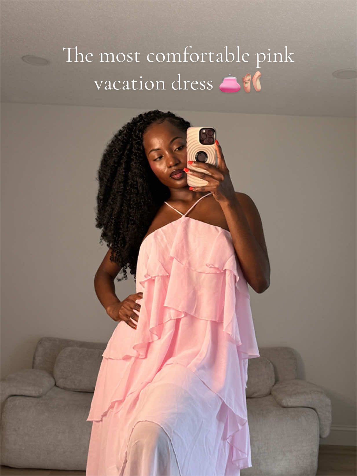 TikTok post by @therealbeady for Aprilake. Caption reads: [...] a size small in this pink dress from....