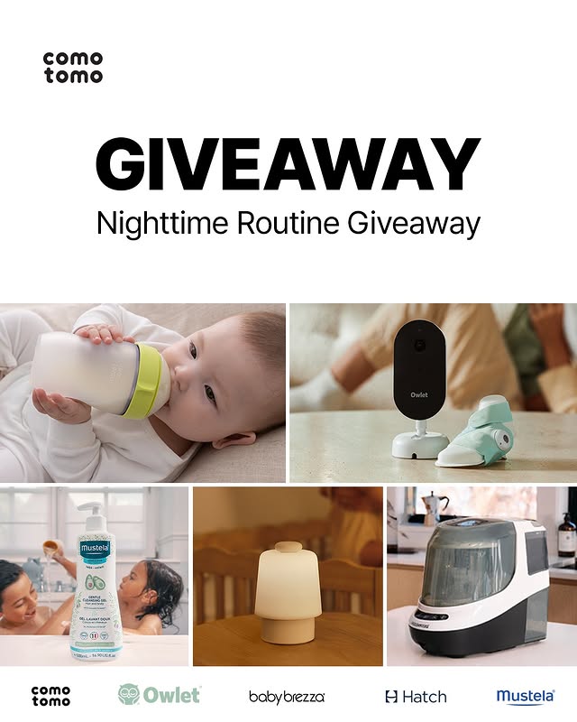 Instagram post by @comotomobaby for Owlet. Caption reads: [...] partnered with @babybrezza, @mustelausa,....