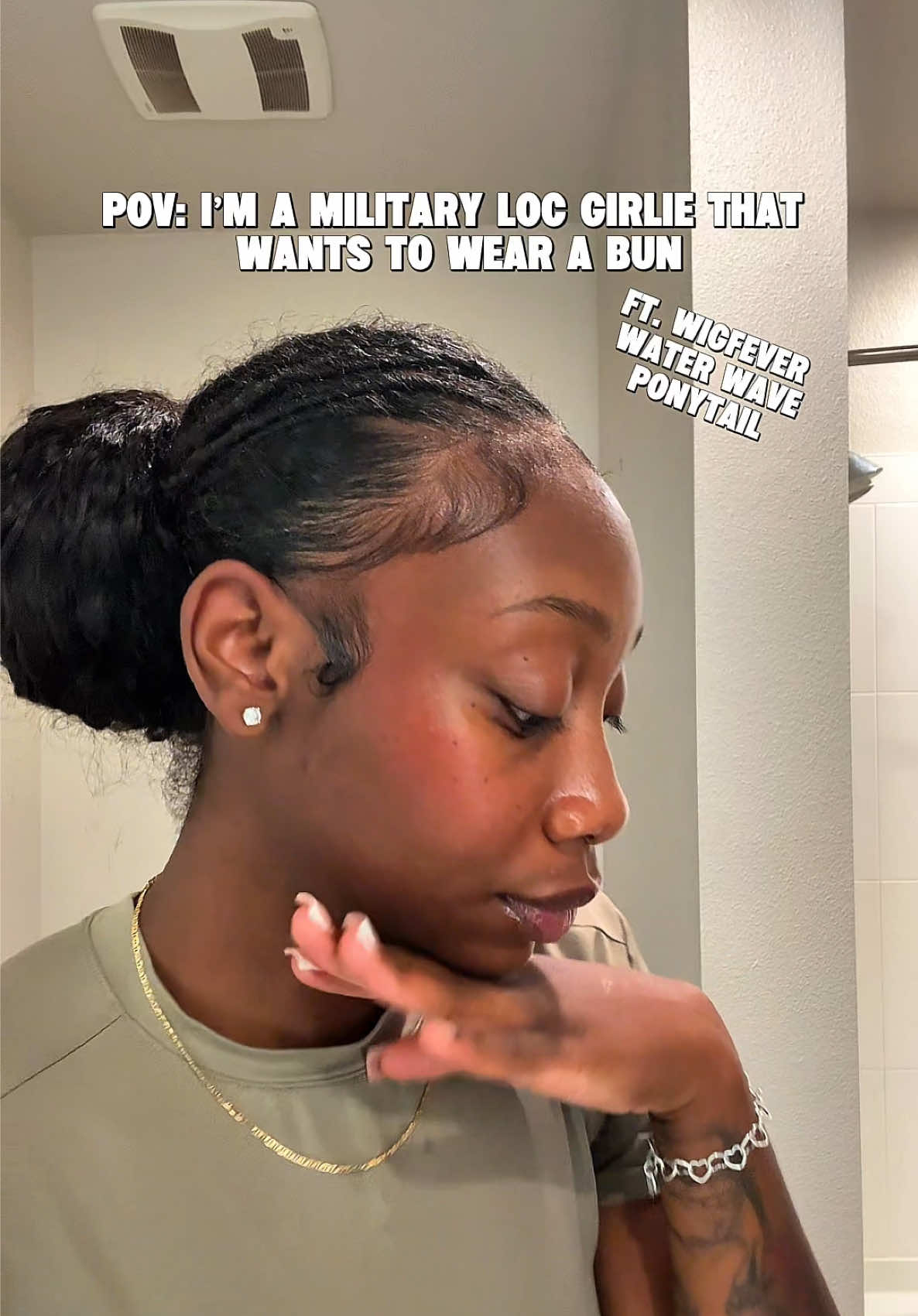 TikTok post by @deassiabby for WigFever. Caption reads: for my military loc girlies, a quick hack 🤞🏾💕....