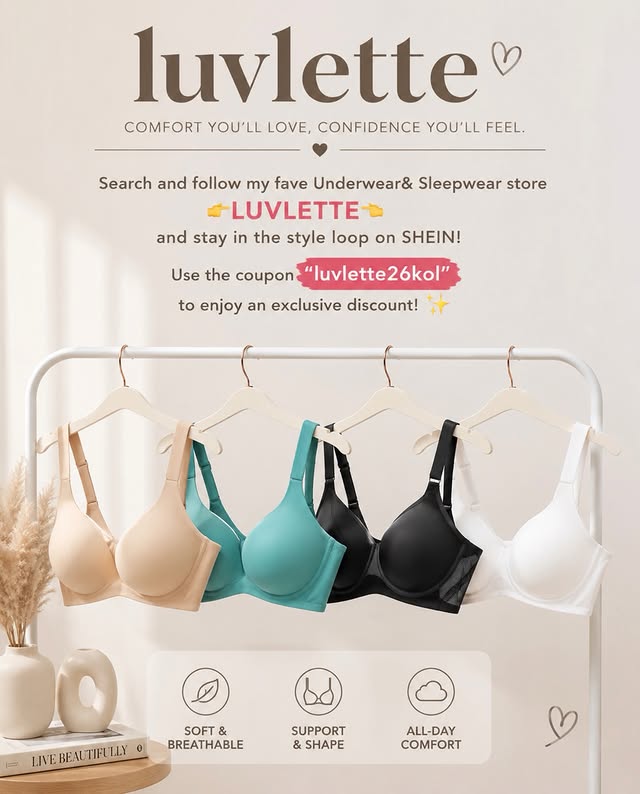 Instagram post by @heyitshiroko for LUVLETTE. Caption reads: [...] and comfortable is a win! 🤍 These LUVLETTE....