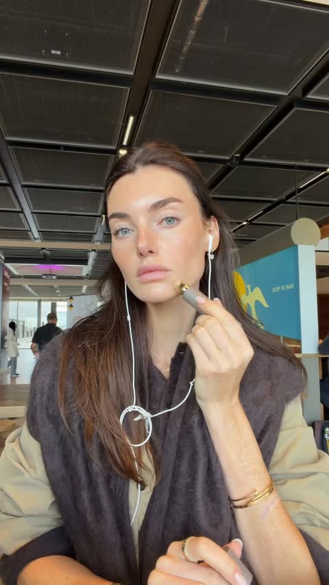 Instagram post by @celinebethmann for MERIT. Caption reads: Anzeige/ Glowing skin, minimal effort✨ @merit....