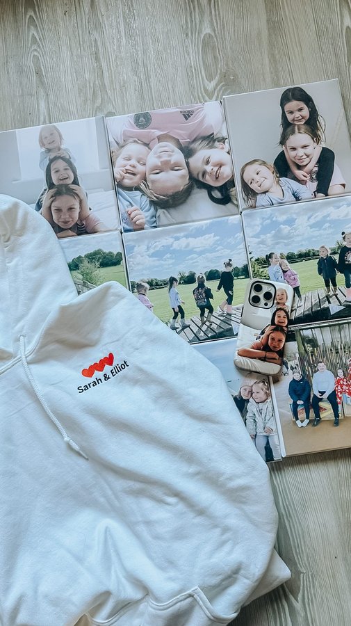 Instagram post by @the_gerrings for Optimalprint. Caption reads: [...] personalised valentines sorted with....