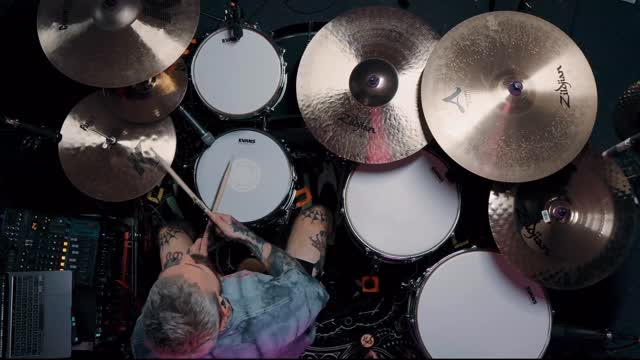 Instagram post by @reynlord for EVANS Drumheads. Caption reads: okay drum streams coming back middle of sept! room....