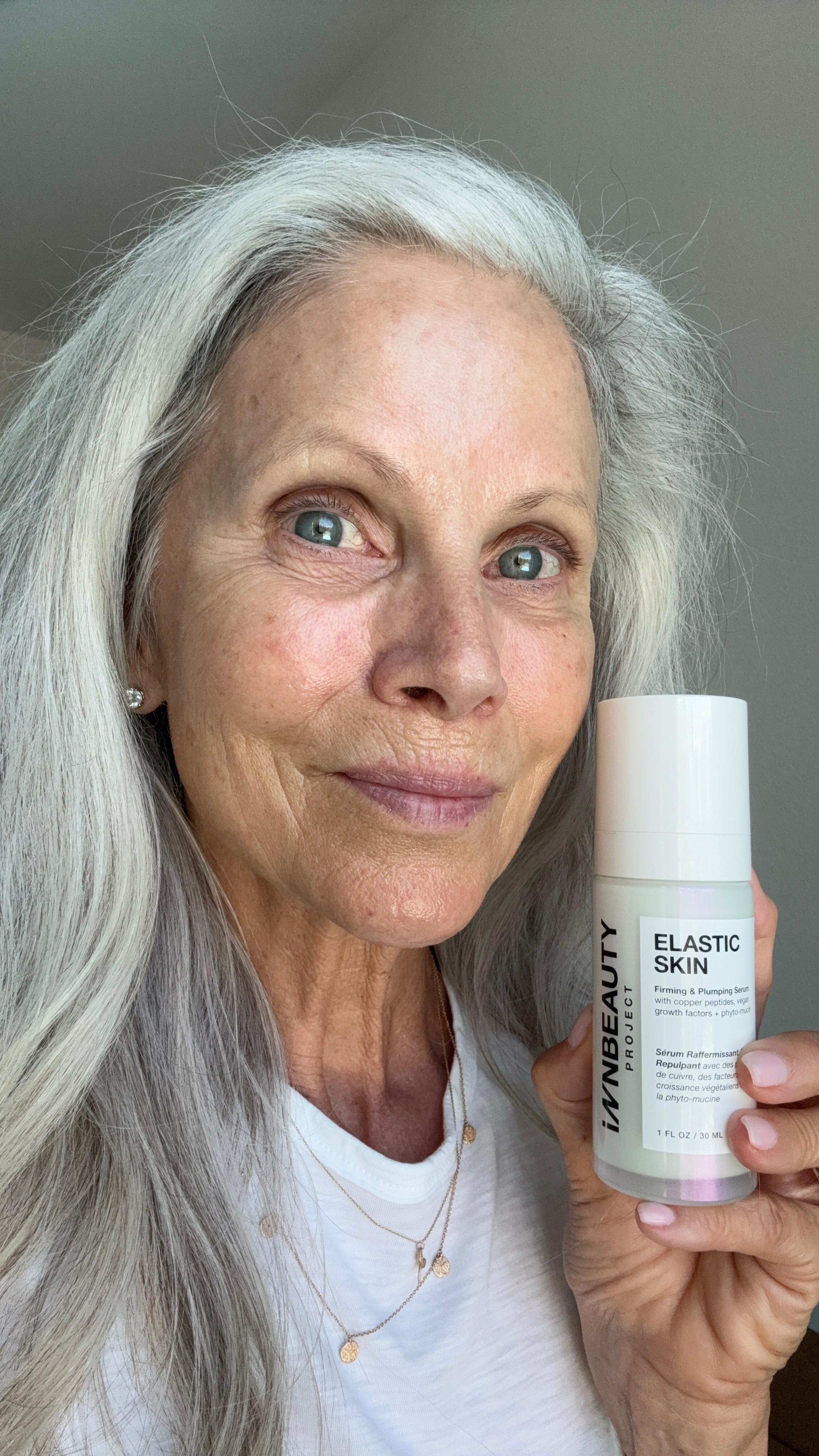 Instagram post by @whitehairwisdom for Allure. Caption reads: I can’t get enough of @innbeautyproject ‘s Elastic....